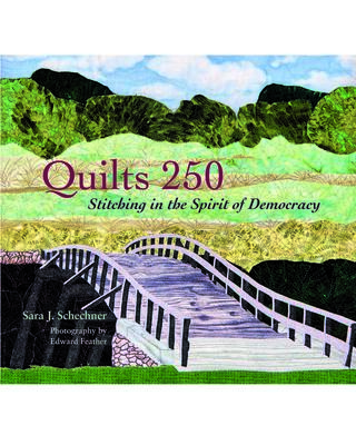 book cover showing a quilt showing a bridge